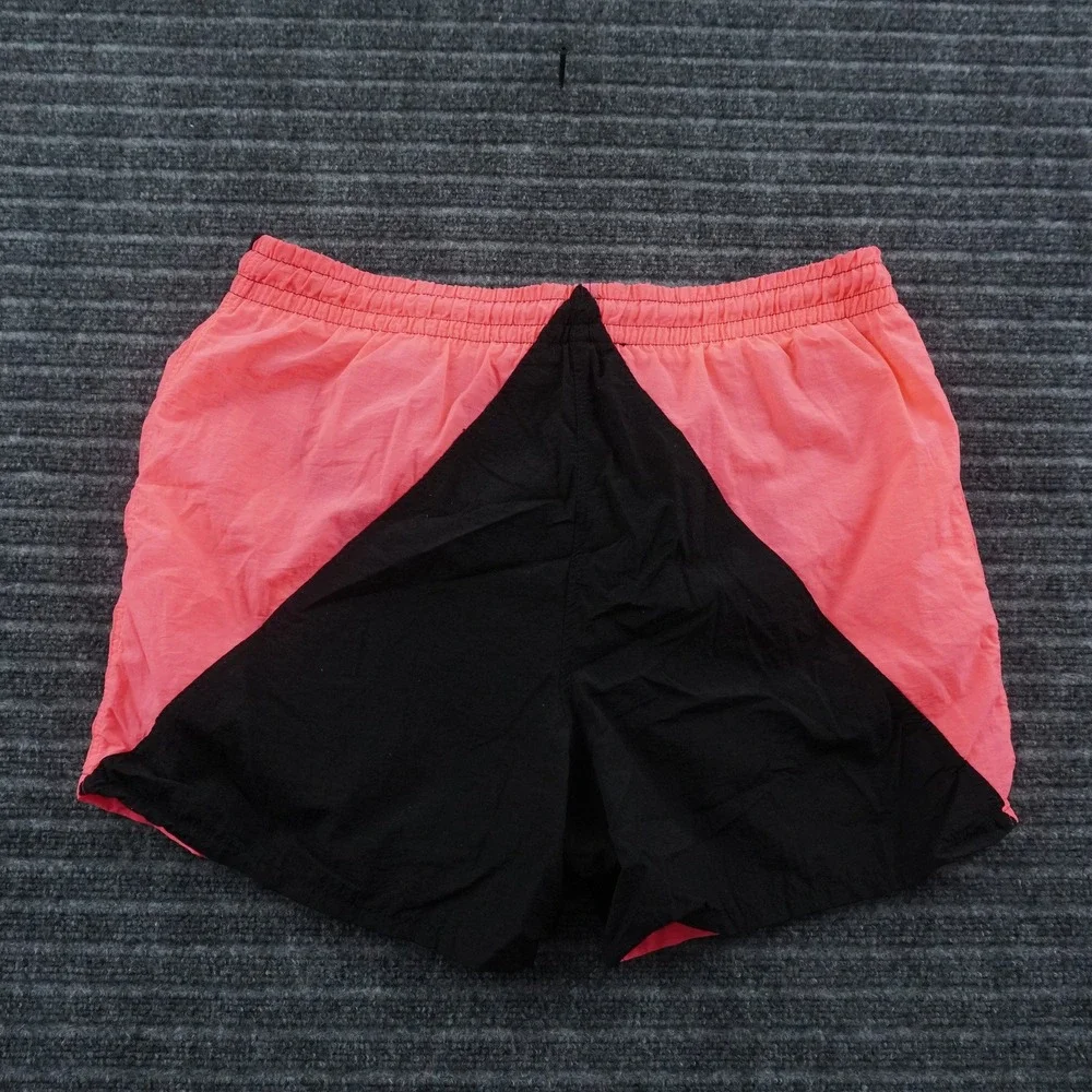 Bugle Boy Swim Trunks Mens M Pink Black Vintage Neon Colorblock Mesh Lined